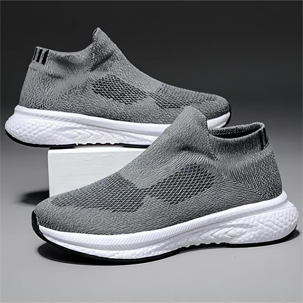 Galliano男士運動風格輕量透氣緩震針織步行鞋 - 灰色 - 查看 1