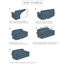 1pc Blue Sofa Slipcover, Minimalist Polyester Stretchy Sofa Cover For Home - Blue - View 4