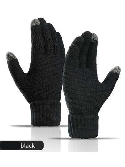 1pair Touch Screen Black Gloves