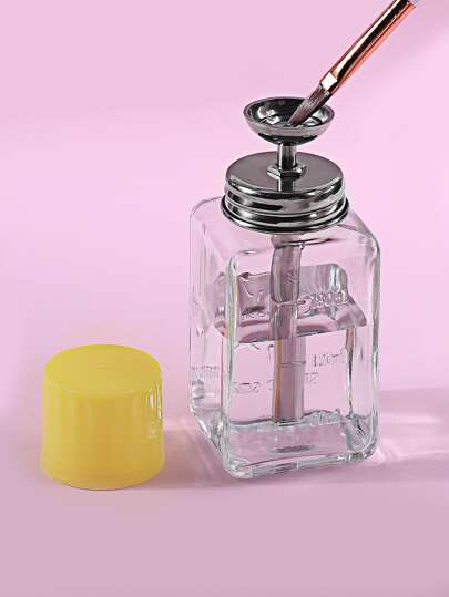 klimonla 180Ml Glass Pump Bottle For Liquid Solvents , Anti-Static Nail Polish Remover Silica Gel , Flip Cover Design , Anti-Corrosion , Anti-Static Glass Container , With Metal Copper Pipe Travel Bottle