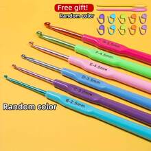 6 cái/bộ Móc sự thêu Móc Tóc Móc sự thêu Kim Công trình học nhân thể Mềm mại Nắm tay cầm Ren Bộ móc  Trơn tru Kim đan Sợi DIY Dệt Công cụ Đối với Tốt Làm việc , Ren Dệt kim - Màu sắc - Xem 1