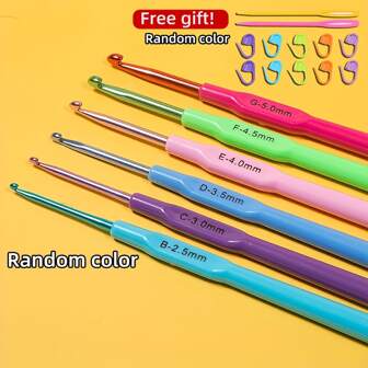 6入組/套勾織掛鉤頭髮勾織針頭人類工程學的柔軟的握把蕾絲鉤針套裝平滑織針DIY纱线編織工具適用於精細的工作,蕾絲針織