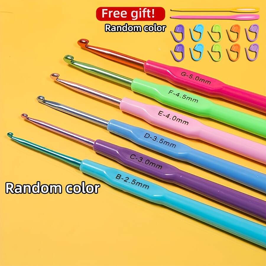 6 cái/bộ Móc sự thêu Móc Tóc Móc sự thêu Kim Công trình học nhân thể Mềm mại Nắm tay cầm Ren Bộ móc Trơn tru Kim đan Sợi DIY Dệt Công cụ Đối với Tốt Làm việc , Ren Dệt kim - Màu sắc - Xem 1