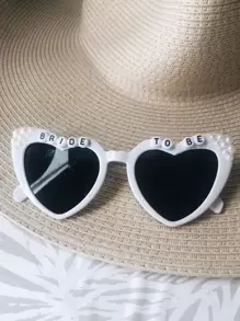 1set (Glasses, Pearl Stickers, Letter Details) Diy Wedding Bride Party Return Gift Set Party Favors (Glue Not Included),Christmas - White - View 7