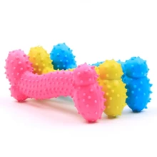 3pcs TPR Bone Shape Dog Toys Bite Resistant Chew Toys Puppy Molar Teeth Cleaning Stick Interactive Teddy Toy Ball Dog Training Pet Supplies Random Color Shipping