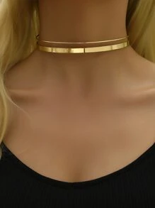 1pc Fashionable Simple Style Dual Layer Metal Choker Necklace For Women, Suitable For Casual, Party, Thanksgiving, Halloween, Lock Chain Collarbone Chain