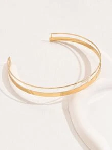 1pc Fashionable Simple Style Dual Layer Metal Choker Necklace For Women, Suitable For Casual, Party, Thanksgiving, Halloween, Lock Chain Collarbone Chain