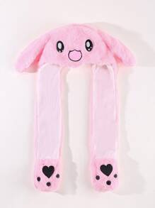 1 Piece Plush Moving Bunny Ears Hat Women Girls Cute Rabbit Hats with Movable Ears - Pink - View 4