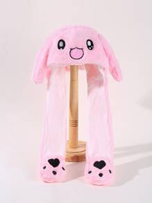 1 Piece Plush Moving Bunny Ears Hat Women Girls Cute Rabbit Hats with Movable Ears - Pink - View 3