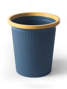 1pc Solid Color Trash Can, Pink Plastic Waste Bin For Home, Office - Pink - View 5