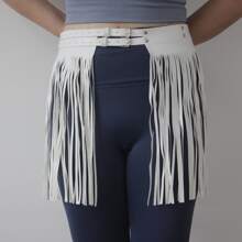 女性時尚流蘇裙 - 白色 - 查看 1