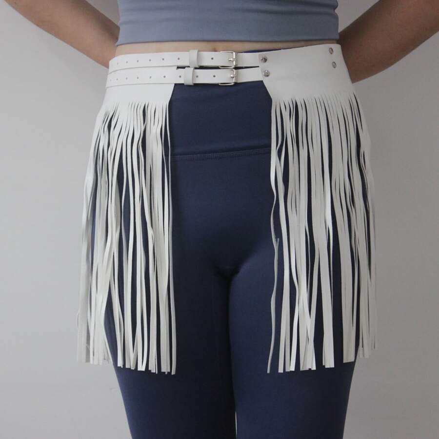 女性時尚流蘇裙 - 白色 - 查看 1