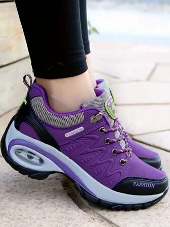 大碼女性防水台運動鞋,紫色