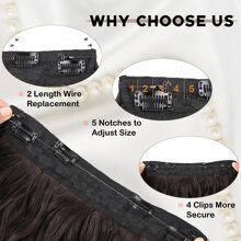 Phần Mở Rộng Tóc 20 Inch Kẹp Trong Phần Mở Rộng Tóc Với Dây Vô Hình Có Thể Điều Chỉnh Kích Thước Sóng Dài Phần Mở Rộng Tóc Với 4 Kẹp An Toàn dành Cho Nữ - Dark Brown - Xem 3