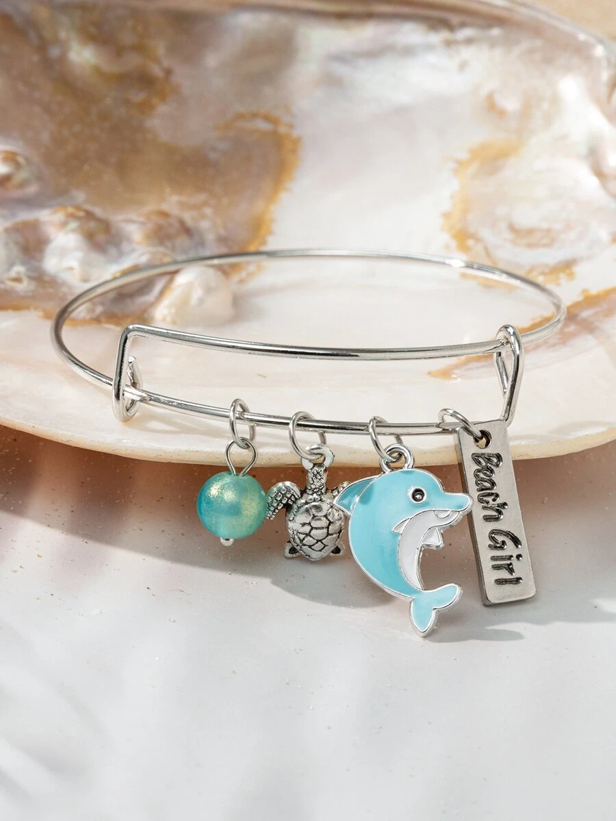 1 件青少年趣味海豚和海龟吊坠手链