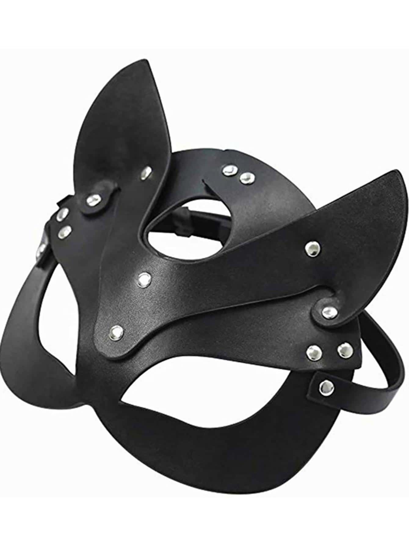 1pc Black Leather Halloween Costume Cosplay Mask For Women And Men