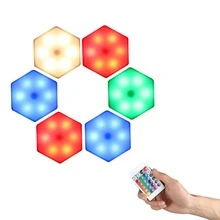 1pc Creative Rgb Battery Powered Remote Control Honeycomb Lamp - Six-sided Diy Touch Sensitive Night Light For Wardrobe, Corner, Emergency Lighting - Multicolor - View 7