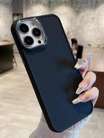 New Solid Color Large Hole Electroplated Metal Frame Phone Case Suitable For IPhone 17 Pro Max, Apple 13/16/17/17 Pro/17 Air, 11, X/XR, Anti-Drop Large Hole Protective Cover