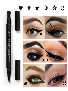 Double-Ended, Fine-Tip Eyeliner With Flower Stamp - Black - View 7