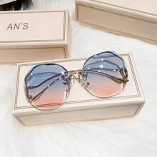 1 pieza Gafas de moda con corte de borde sin montura y templos de metal de formas múltiples para niñas (solo gafas) - Multicolor - Ver 1