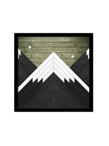 1PC Geometric Wall Art Wooden Decorative Painting, Living Room Home Decoration Mural, Self-adhesive Wooden Board with Frame Wall Sticker - Multicolor - View 10