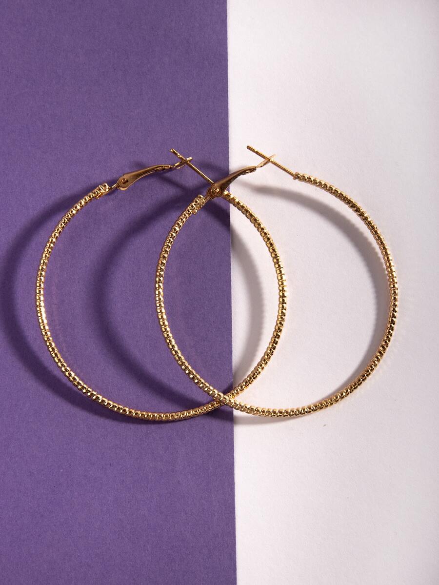 Arracadas Grandes Color Dorado Acero Inoxidable para Mujer - Dorado - Ver 1