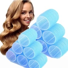 5PCS Hair Rollers,Big And Mini Sizes Wave Curly Hair Curlers DIY Hair Styling Tools For Barber Salon Home Use(Contains 5Pcs Clips) - Blue - View 1