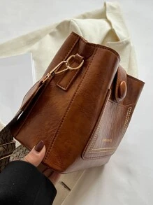 New Autumn And Winter Fashionable And Versatile Retro Style Crossbody Bag Solid Color Letter Adjustable Shoulder Strap Shoulder Bag Casual Simple Bucket Bag Suitable For Commuting To Work, Shopping And Dating., Perfect For Rodeo Occasion, Vintage Bag For Women
