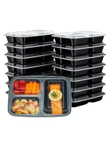 Juego de 20 recipientes de alimentos Bluelander: organización, frescura y conveniencia en cada división, oferta del - Blanco y Negro - Ver 2