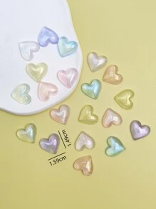 20pcs Random Color Heart Shaped Beads For Diy Jewelry Making - Multicolor - View 6