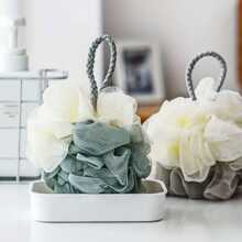 1pc Large Bath Ball Soft Exfoliating Bath Sponge With Double Color Splicing And Bubble Net - Multicolor - View 8