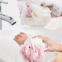 1pc Large Bath Ball Soft Exfoliating Bath Sponge With Double Color Splicing And Bubble Net - Multicolor - View 6