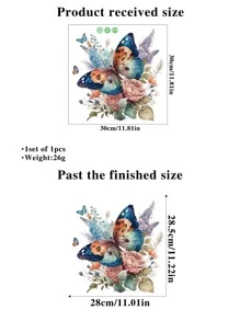 1pc Self-Adhesive Pvc Wall Sticker For Room/Living Room Wall Decoration, Featuring Butterfly & Flower Pattern,Stickers,Wall Decal, Vinyl Decal For Home Decorations,Spring Decoration Items Refresh Your Home,Rama Decoration Stickers Gifts Birthday Graduation - Multicolor - View 2