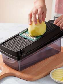 多功能蔬菜切割器切片器切丁器,廚房小工具 - 黑色 - 查看 6