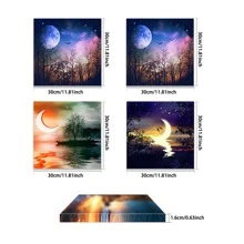 4入組帆布印花,黑暗和月光畫作,現代時尚裝飾畫,適用於客廳家庭辦公室裝飾,外框尺寸30cm X 30cm - 彩色 - 查看 2