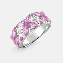 1pc Women's Pink Rhinestone Jasmine Flower Ring For Evening Party Jewelry - Pink - View 10