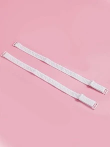 2入組/套女性刺繡織物內衣肩帶帶防滑設計適用於文胸 - 白色 - 查看 3