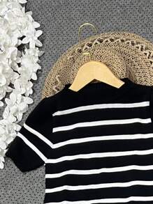 Women Knit Tops - Đen và trắng - Xem 3