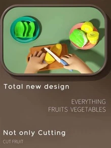 32 件儿童角色扮演水果蔬菜切菜套装，颜色随机