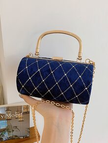 時尚硬殼手拿包適用於晚上派對,宴會,手提包 - 寶藍色 - 查看 6