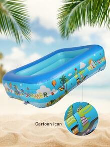1pc Summer Family Paddling Pool Inflatable Pool Anti-Leak Comfortable Wear-Resistant Foldable Swimming Pool Beach Floaty Party Supplies Not For Adult, Beach Essentials, Beach Accessories