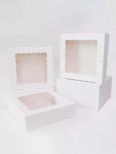 20入組9英寸白色餅乾盒子帶透明寵物窗戶適用於甜甜圈,紙杯蛋糕,餅乾;餅乾包裝盒子適用於派對