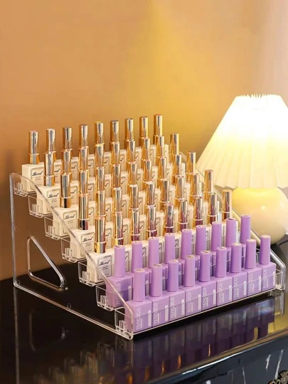 1pc Multi Layered Detachable Cosmetic Stand With Buckle Design For Storage Of Skin Care Products, Nail Polishes, Acrylic Organizer For Dressing Table,For Holiday Beach, Bathroom Collection, Bedroom Collection, Large Capacity