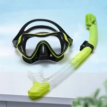 New Dry Snorkeling Diving Mask And Breathing Tube Set - Multicolor - View 1