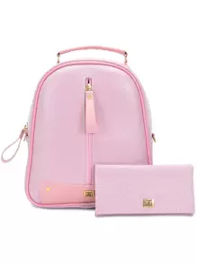 Bolsa Mochila Feminina Pequena De Costa E Transversal Casual Escola E Trabalho + Carteira