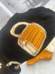 1双男士卡通泡泡图案个性化左右袜子，高筒加长款，秋冬季节适用 - 彩色 - 查看 5