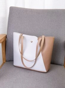 New Summer Fashion Colorblock Handbag Shoulder Tote Bag, Multi-Color Ladies Shopping Bag - Multicolor - View 3