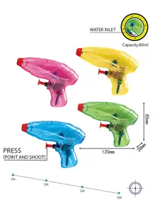 Set di 4 pistole ad acqua da 80ml per giocare all'aperto in estate, con gittata di 5-7 metri, pistole finte nere, giocattoli per bambini, in plastica
