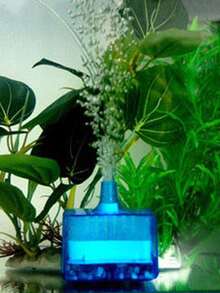 1pc Nano Aquarium Water Pneumatic Biochemical Filter Siphon Cleaner Round Ceramic Fish Tank Filter - Blue - View 5