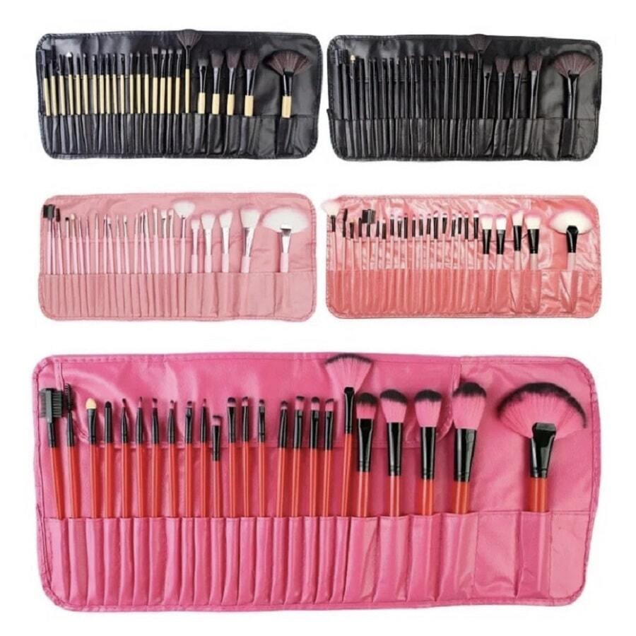 brocha de maquillaje profesional 24 piezas - Rojo - Ver 1